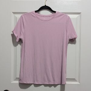 Nine West Soft Spun Ribbed Top in Light Pink